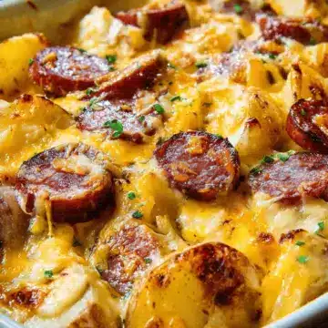 Cheesy Potatoes with Smoked Sausage
