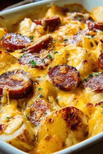 Cheesy Potatoes with Smoked Sausage