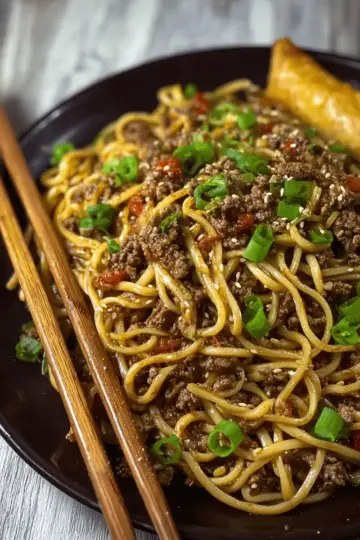 Mongolian Ground Beef Noodles