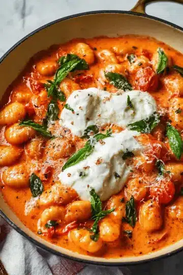 Creamy Tomato Gnocchi with Burrata