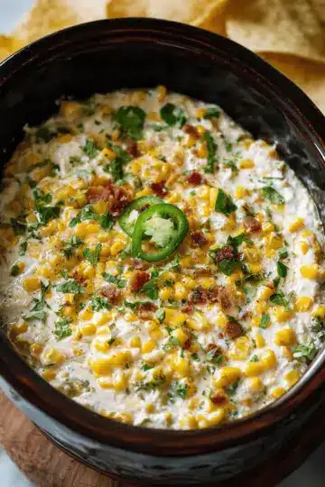 Slow Cooker Corn and Jalapeno Dip