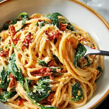 Spaghetti & Spinach with Sun-Dried Tomato Cream Sauce