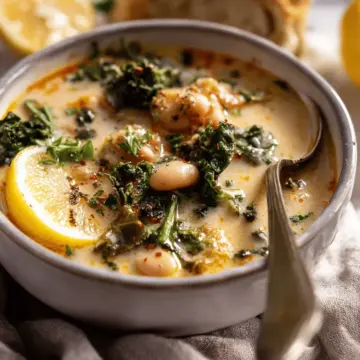 Creamy Tuscan White Bean Lemon Soup.