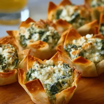 Spinach-Artichoke Dip Wonton Cups