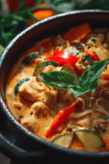 Thai Red Curry Noodle Soup with Chicken