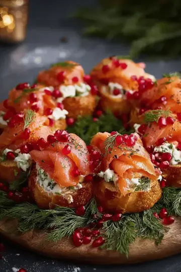Christmas Salmon Bruschetta Wreath | An Elegant Holiday Appetizer