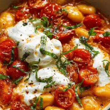 30 Minute Creamy Tomato Gnocchi with Burrata