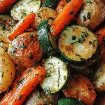 Garlic Herb Roasted Potatoes, Carrots, and Zucchini