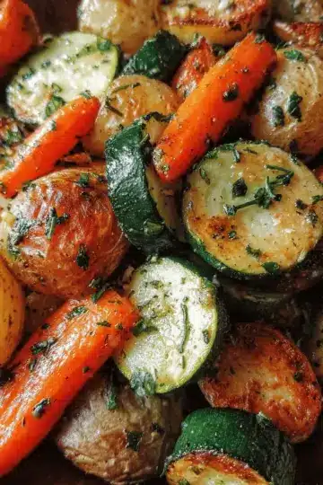 Garlic Herb Roasted Potatoes, Carrots, and Zucchini
