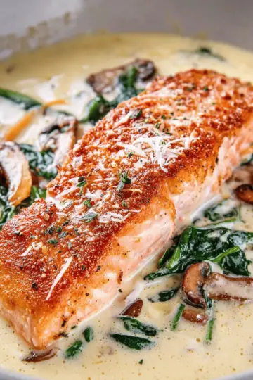 Tuscan Salmon with Parmesan Cream Sauce