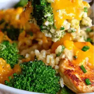 Slow Cooked Chicken, Rice, and Broccoli with Cheddar Cheese