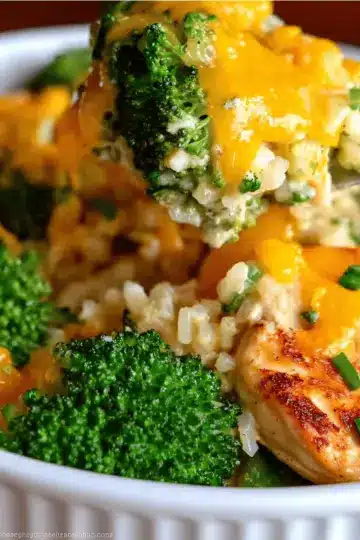 Slow Cooked Chicken, Rice, and Broccoli with Cheddar Cheese