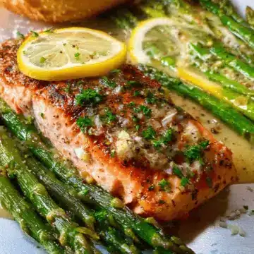 Foil Baked Salmon With Asparagus in a Lemon Butter Sauce