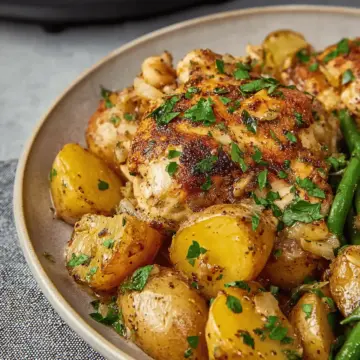 Slow Cooker Parmesan Garlic Chicken and Potatoes