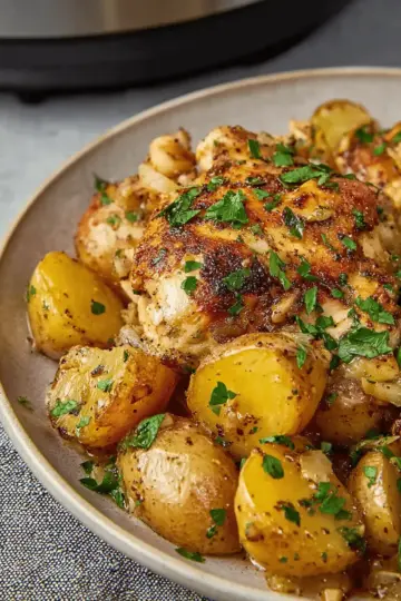 Slow Cooker Parmesan Garlic Chicken and Potatoes