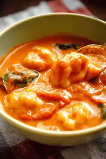 3 Ingredient Cheese Dumpling Tomato Soup