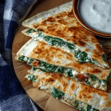 Spinach Quesadilla with Feta and Pepper Jack Cheese