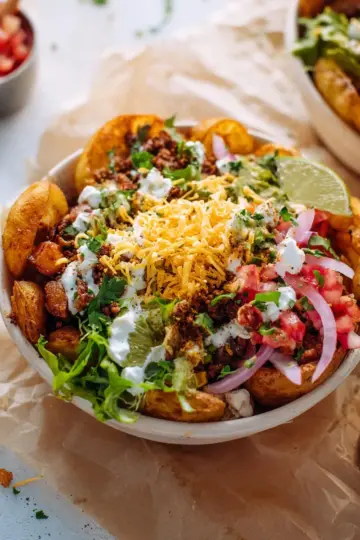 Crispy Potato Taco Bowls.