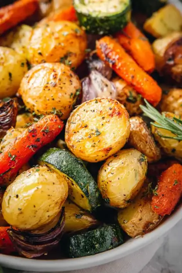 Garlic Herb Roasted Potatoes, Carrots, and Zucchini