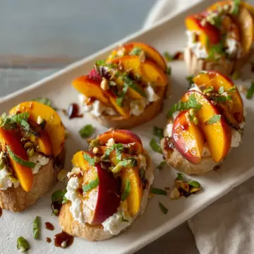 Peach Bruschetta with Ricotta and Vincotto