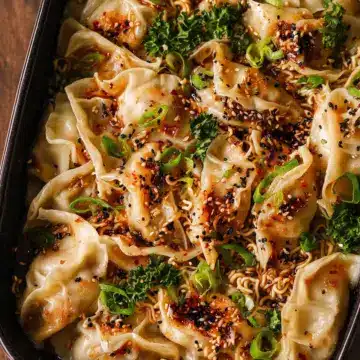 Viral Baked Dumplings with Ramen (Easy One-Pan Dinner)
