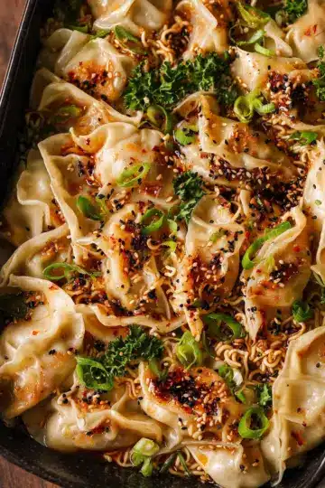 Viral Baked Dumplings with Ramen (Easy One-Pan Dinner)