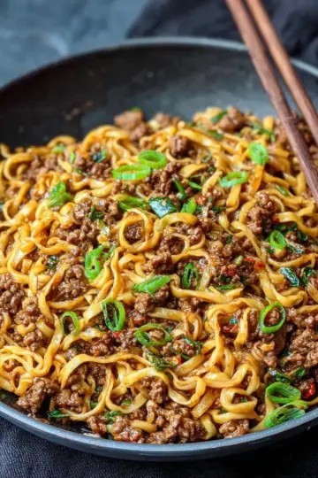 Mongolian Ground Beef Noodles – Easy Griddle or Skillet Recipe