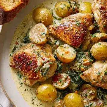 Chicken and Potatoes with Garlic Parmesan Cream Sauce