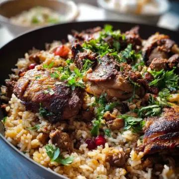 One Skillet Baked Chicken Shawarma and Rice (Pilaf)