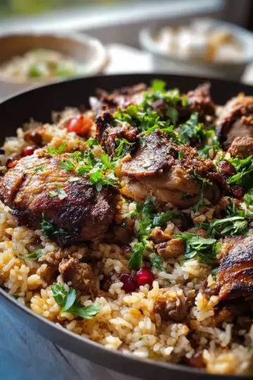 One Skillet Baked Chicken Shawarma and Rice (Pilaf)