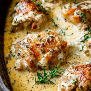 Creamy Oven Baked Chicken Thighs