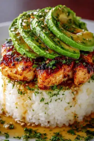 Honey Lime Chicken & Avocado Rice Stack