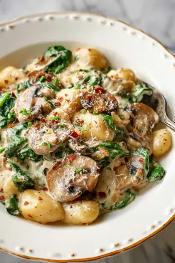 Creamy Mushroom and Spinach Gnocchi