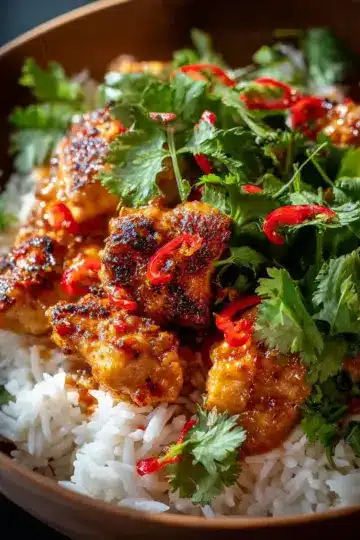 Spicy Maple Chicken & Coconut Rice