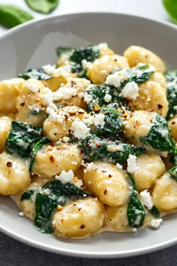 Creamy Gnocchi with Spinach and Feta