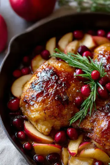 Maple-Glazed Roast Chicken with Apples and Cranberries