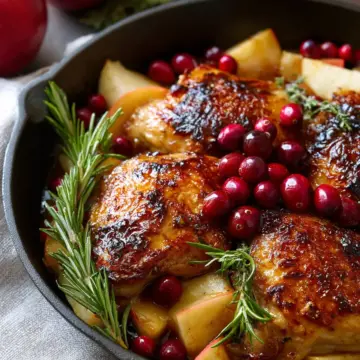 Maple-Glazed Roast Chicken with Apples and Cranberries