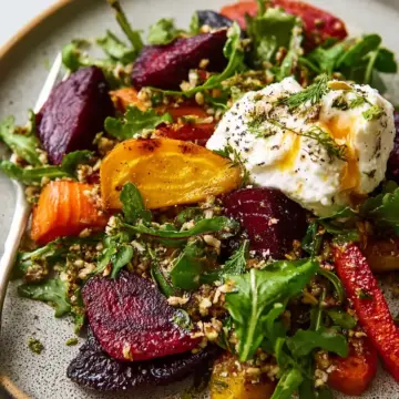 Roasted Beet and Carrot Salad With Burrata