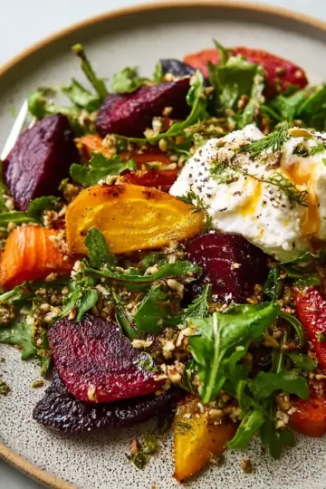 Roasted Beet and Carrot Salad With Burrata